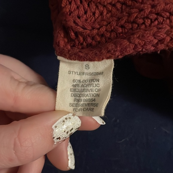 Burgundy knitted crop top sweater - Picture 3 of 4